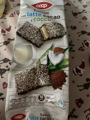 Trancini con latte cacao e cocco 