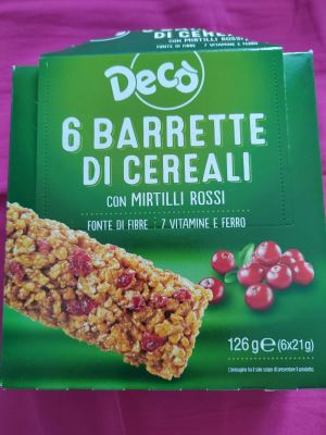 6 Barrette di Cereali con Mirtilli Rossi