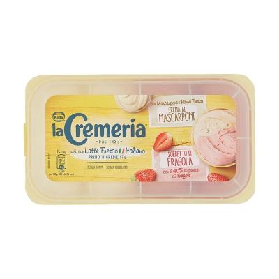 La Cremeria - crema al mascarpone - sorbetto di fragola