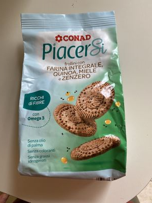 Conad PiacerSi - frollìni con farina integrale, quinoa, miele e zenzero