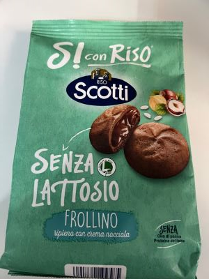 Sì con riso senza lattosio Frollino ripieno con crema alle nocciole