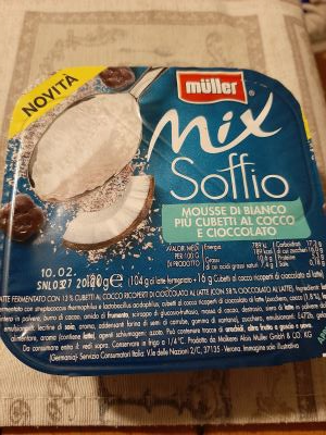 Mix soffio Mousse di bianco + cubetti al cocco e cioccolato