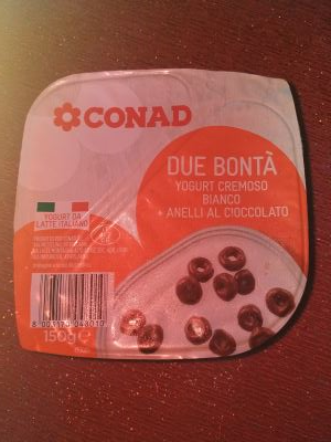 Due Bontà yogurt cremoso bianco + anelli al cioccolato