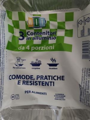 3 contenitori in alluminio da 4 porzioni 