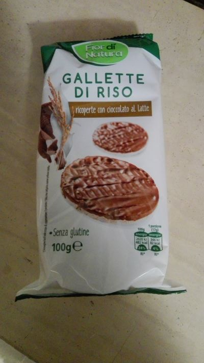 Gallette di riso ricoperte con cioccolato al latte