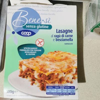 Lasagne surgelate al ragù di carne senza glutine 