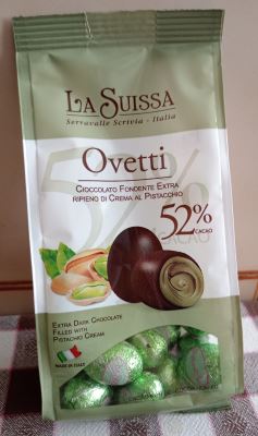 Ovetti Cioccolato Fondente extra ripieni di crema al Pistacchio 