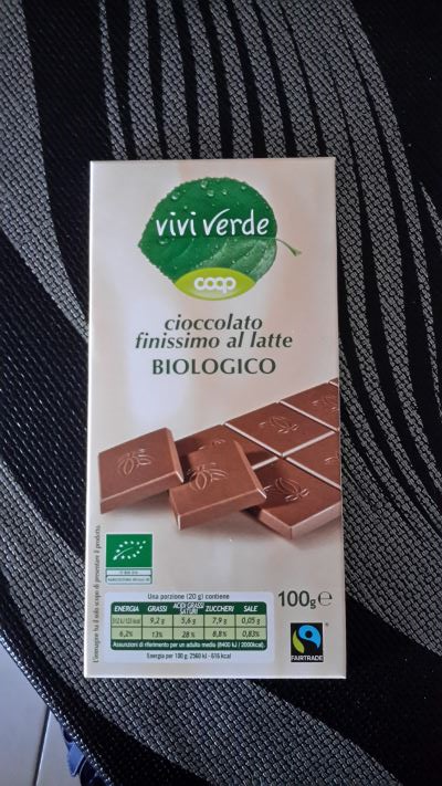 Cioccolato al latte biologico viviverde coop