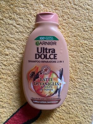 Shampoo riparatore 2 in 1 Latte di vaniglia e polpa di papaya