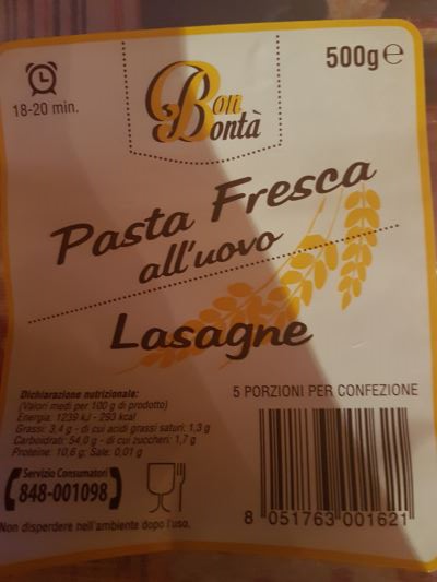 Pasta fresca all'uovo lasagne 