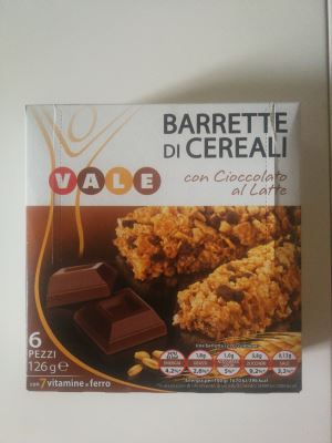 Barrette di Cereali con cioccolato al latte