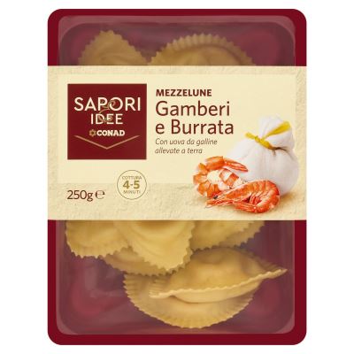 MEZZELUNE GAMBERI E BURRATA 