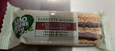 Barretta sesamo variegata al cioccolato fondente 